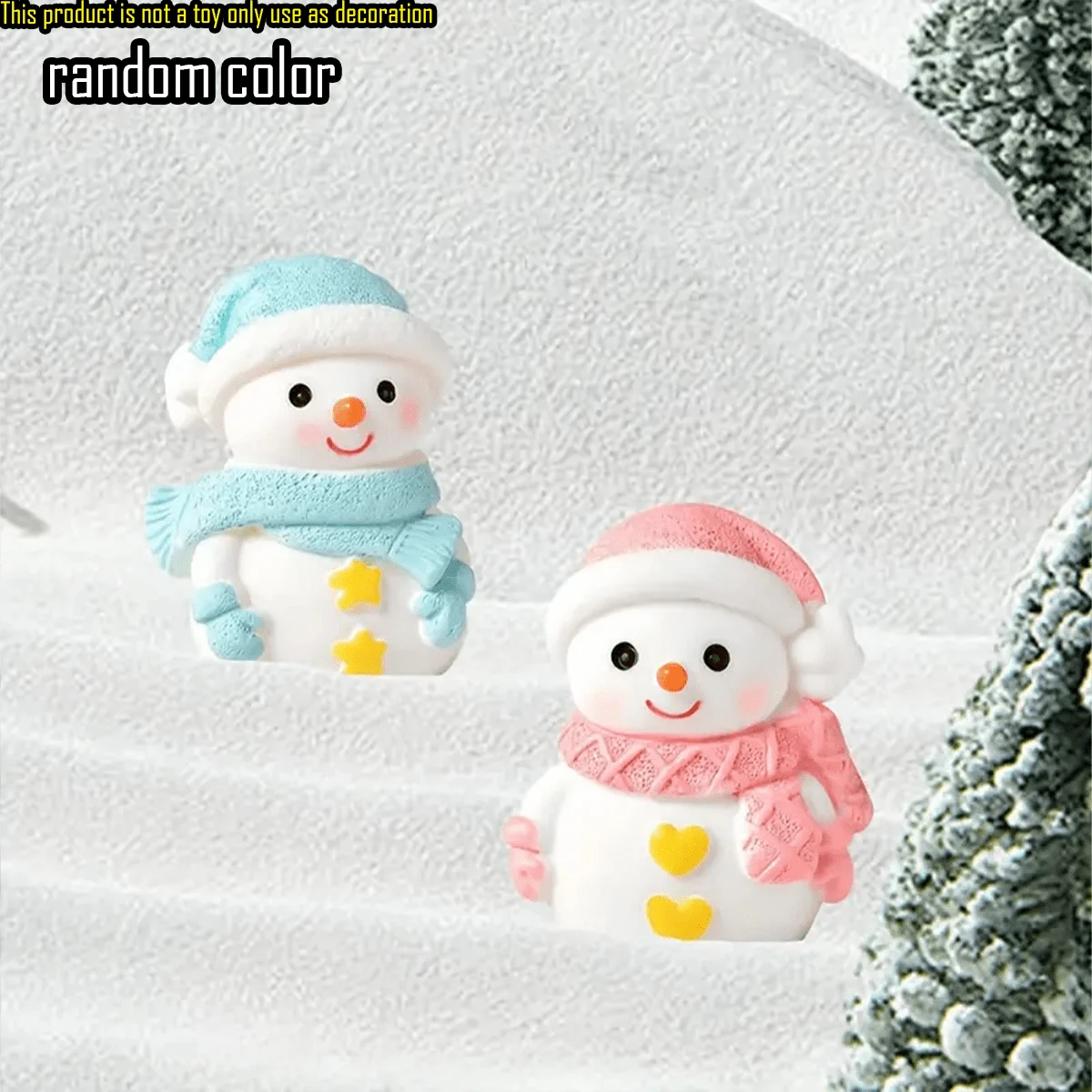 10 件圣诞雪人树脂小雕像 - 桌面装饰标牌和牌匾，多用途树脂工艺雪人，节日冬季装饰 - 彩色 - 查看 1