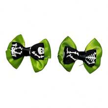 Moño Mini dia de muertos con broche para Cabello Niña pequeña 1 Par - Verde - Ver 1