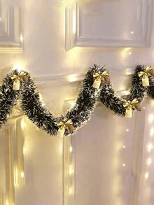 1pc Staircase Railing Christmas Wreath, Bowknot Garland Christmas Tree Decoration For Indoor Outdoor Best Gifts Birthday Home Decor Christmas Decorations Room Decor Winter