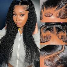 Put On And Go Glueless Wigs Human Hair Pre Plucked Pre Cut 6x6 Deep Wave Lace Closure Wigs Human Hair Upgraded Glueless Wig Ready To Wear Glueless HD Lace Front Wigs For Women 200% Density - Natural Black - View 11