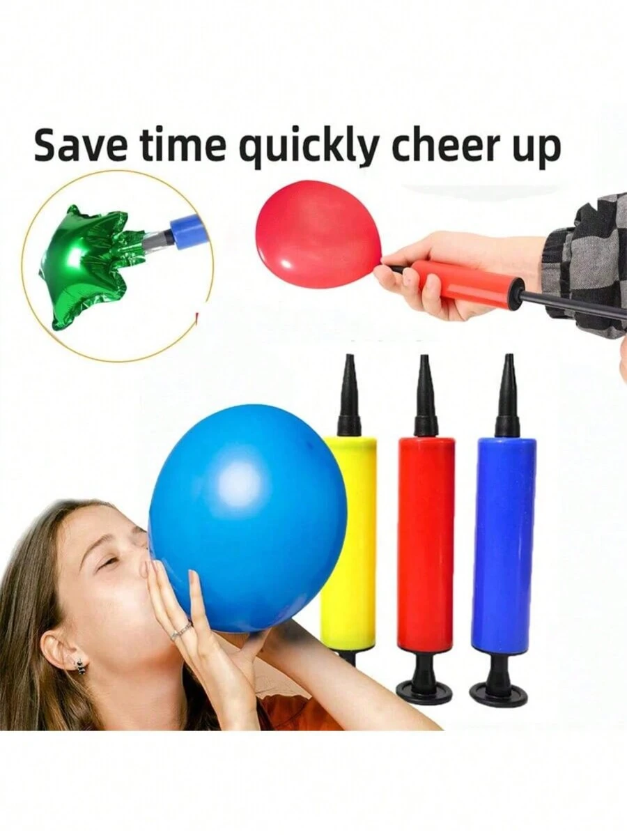 Random Color Mini Hand Held Air Pump For Balloons, Portable Manual Inflator - Multicolor - View 1