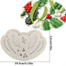 1 pieza Molde de silicona con hoja de acebo navideño, molde para jabón, moldes de resina, herramienta decorativa de arte manual, molde decorativo de arcilla suave, pegamento de gota DIY