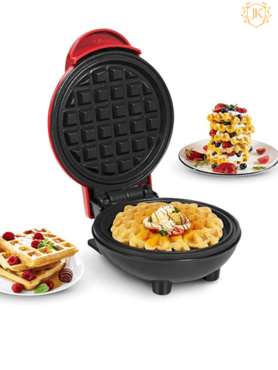 JK Mini waflera redonda eléctrica para hacer wafles