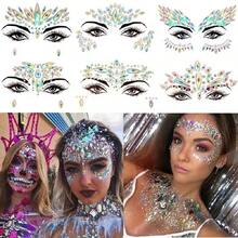 Miếng dán mặt sáng lấp lánh 3D Rhinestone cho lễ hội trang điểm đồ trang sức dán trên mặt pha lê đá quý đồ trang sức kim cương trang trí - Nhiều màu - Xem 2