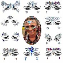 Miếng dán mặt sáng lấp lánh 3D Rhinestone cho lễ hội trang điểm đồ trang sức dán trên mặt pha lê đá quý đồ trang sức kim cương trang trí - Nhiều màu - Xem 3