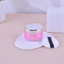 1pc 50g Empty Refillable Compact Powder Case With Puff, Rhinestones Decor, Portable And Compact - Multicolor - View 13