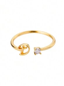 18k Gold Plated A-Z Initial Rings For Women Open Adjustable Wedding Ring 2023 Gold Color Couple Jewelry Accessories Gift - Yellow Gold - View 13