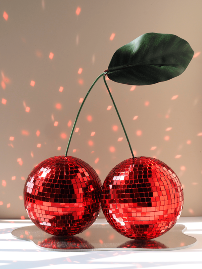 Cherry Disco Ball Decor, Double-Sided Mirror Ball Cherry Decor, Suitable For DJ Club Stage, Bar, Party, Wedding, Holiday Decoration, Home Decor, Best Gift For Birthday, Graduation, Christmas, Room Decoration
