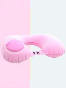 1pc Outdoor Travel Inflatable Pillow, Office Nap Neck Support Cushion, Solid Color PVC Synthetic Leather Inflatable Pillows, All Season Halloween - Multicolor - View 13