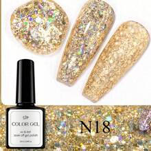 10毫升雪花闪粉指甲油，半永久UV凝胶，圣诞白色雪花闪亮指甲油 - 可卸UV/LED凝胶指甲油，适合美甲沙龙和家庭使用 - 闪粉美甲设计UV指甲油，指甲箔凝胶指甲油