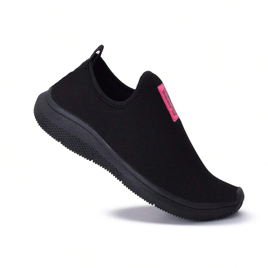 Women's Slip-On Sock Sneakers Sport Gym Casual Comfortable Walking - Đen và Hồng và Đen - Xem 1