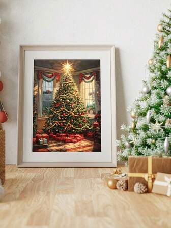 1 pièce Décoration murale de scène d'arbre de Noël sans cadre