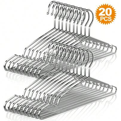 50 Ganchos para Ropa Perchas - Percha de Acero Inoxidable Sólida 42 CM Metal Ligero Resistente y Duradera para Chaqueta Pantalones Estándar Ahorro de Espacio Perchas para el Hogar para Adultos