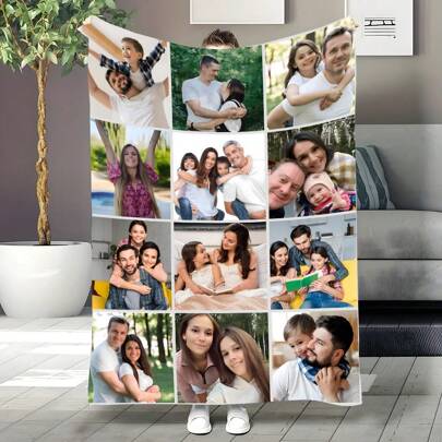1 pieza Manta de franela personalizada y personalizada, manta de sofá con tu imagen personalizada, manta conmemorativa suave y cálida para momentos memorables, regalo para compañeros de clase, amigos, pareja, madre y padre, para usar en la siesta, camping, viaje