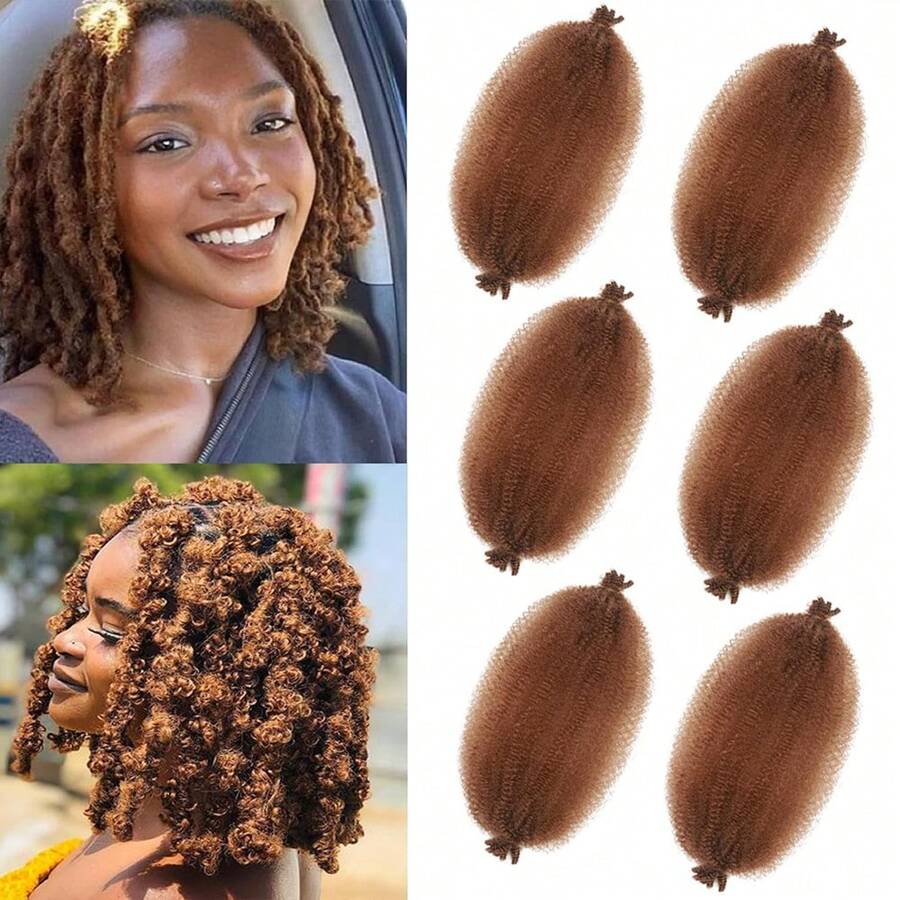 6packs Elastic African Braiding Hair Fluffy Spiral Curly Dreadlocks Hair Extensions