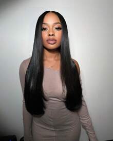 200% Density 4x4 5x5 13x4 Invisible HD Lace Front Human Hair Wig Put Cut Put On And Go Straight Lace Closure Wigs Bye Bye Knots Glueless Pre Plucked Virgin Brazilian Human Hair Long Wig With Baby Hair - Natural Black - 查看 3