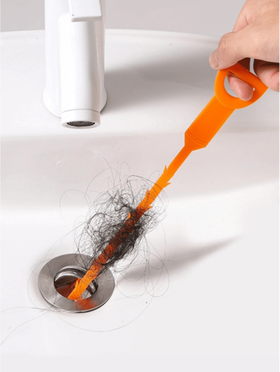 3 piezas Herramienta desbloqueadora de desagüe, Atrapador de cabello, Cepillo de limpieza para lavabo, inodoro, baño y cocina - Decoración de otoño para el hogar y el baño, Regreso a clases