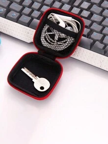 1个小方形数据线U盘无线耳机包EVA耳机包拉链袋收纳盒适用于大多数数据线和耳机收纳 - 彩色 - 查看 5