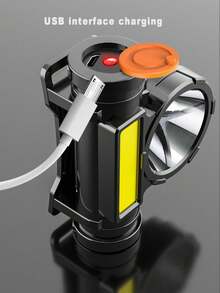 USB 可充电迷你头灯，COB 双光源，明亮的户外钓鱼头灯 - 黑色 - 查看 4