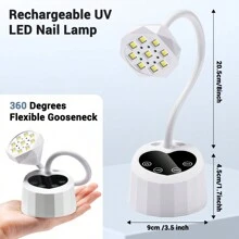 UV LED Nail Lamp Auto Sensor With 3 Timers,Cordless UV Light For Gel Nail Polish,Rechargeable Flash Cure Lamp,Quick Cure Gooseneck UV Lamp For Extension Acrylic Nail Tips Salon Home DIY