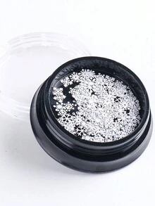 1盒圣诞雪花美甲装饰贴片，3D白色雪花混合9种雪花图案设计，冬季圣诞可爱美甲装饰，DIY美甲沙龙美甲用品 - 白色 - 查看 8