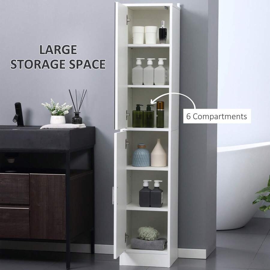 Kleankin Kleankin Tall Mirrored Bathroom Bathroom Storage Cupboard, Floor Standing