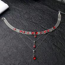 1 chiếc vòng cổ nhiều lớp tua rua pha lê đỏ siêu lấp lánh, choker sang trọng và thanh lịch - Nhiều màu - Xem 3