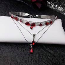 1 chiếc vòng cổ nhiều lớp tua rua pha lê đỏ siêu lấp lánh, choker sang trọng và thanh lịch - Nhiều màu - Xem 5