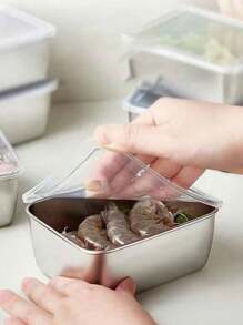 1个，304不锈钢饭盒，家用冰箱专用收纳盒，密封水果盒、便当盒。 - 銀色 - 查看 4