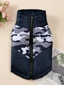 1 chiếc áo khoác in họa tiết rằn ri cho thú cưng, áo vest dày chống gió ấm áp cho chó mèo, thích hợp cho thú cưng nhỏ sử dụng vào mùa thu/đông - Xám - Xem 13