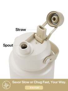 40oz Insulated Water Bottle With 2-In-1 Straw Lid, 24 Hours Cold Retention, Leak-Proof, Stainless Steel Double Wall, Suitable For Sports, Fitness, Travel And School - Oatmeal - View 5