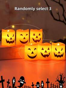 24pcs/12pcs/6pcs/3pcs/1pc LED Electronic Candle Lights, Electronic Candle Holder Funny Pumpkin Lights, Party Atmosphere Props Decoration, Suitable For Halloween, Christmas Eve And Other Horror Themed Skeleton Head Ghost Festival Pumpkin Light Parties