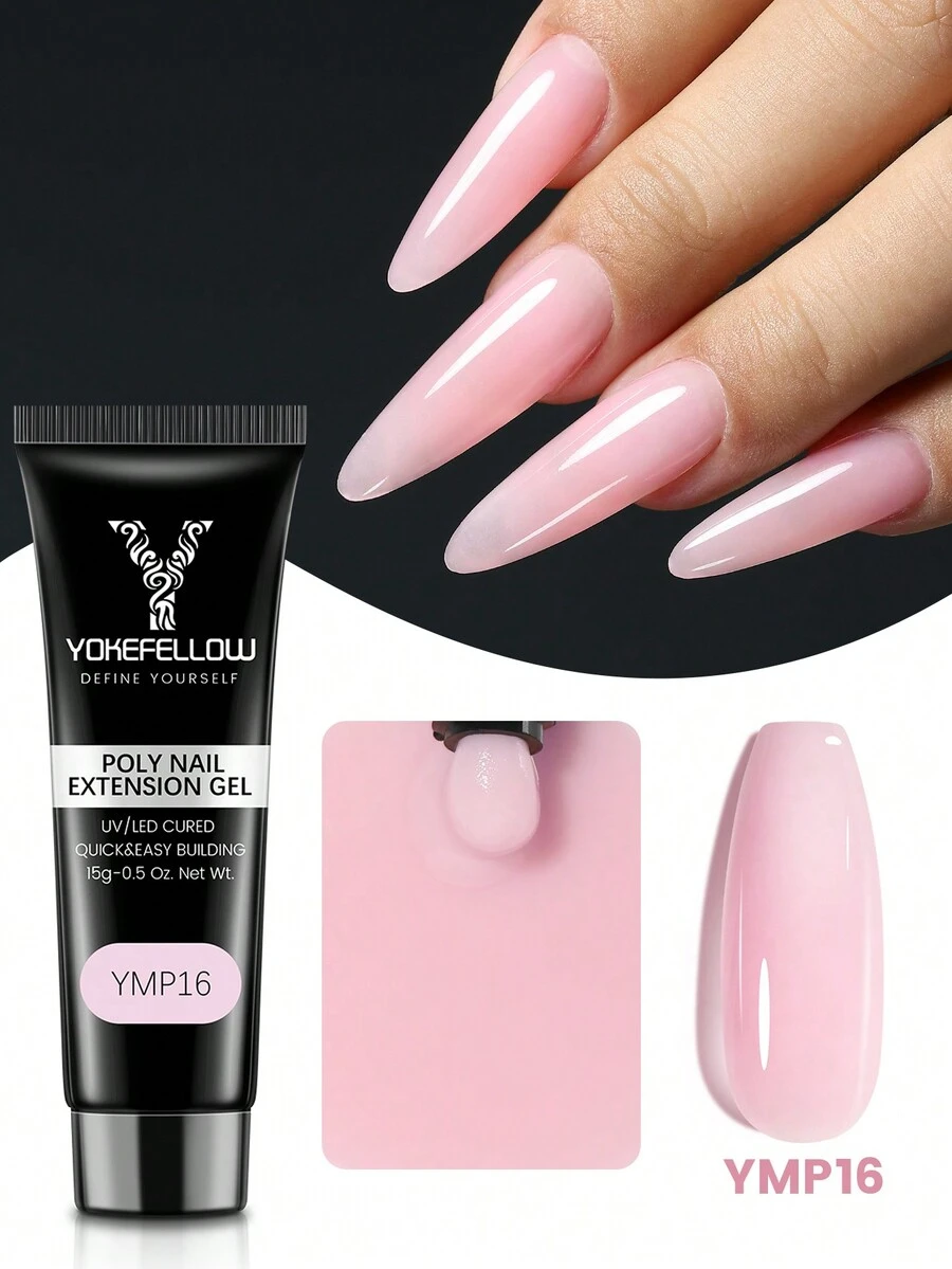 Gel nối móng tay YOKEFELLOW 15g Poly, Gel màu hồng thạch cho mọi mùa, Gel làm chắc móng, Gel làm móng nhanh, tăng cường móng cho thợ làm móng chuyên nghiệp & người mới bắt đầu làm móng tại tiệm, Quà tặng ngày lễ cho bạn bè và gia đình - Hồng - Xem 1