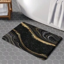 1 件家居装饰、房间装饰、浴室装饰、浴室垫、防滑浴垫、厨房装饰、厨房垫、浴室套装、礼物、入口垫、门垫、走廊垫、柔软毛绒表面、抗疲劳垫、黑色大理石图案垫 - 黑色 - 查看 5