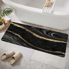 1 件家居装饰、房间装饰、浴室装饰、浴室垫、防滑浴垫、厨房装饰、厨房垫、浴室套装、礼物、入口垫、门垫、走廊垫、柔软毛绒表面、抗疲劳垫、黑色大理石图案垫 - 黑色 - 查看 6