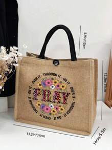 Túi xách nhỏ có nút bấm màu đen họa tiết da báo tối giản cổ điển có dây rút, hoàn hảo cho du lịch và nghỉ dưỡng, món quà tuyệt vời nhất để thể hiện đức tin, túi mua sắm trang trí nút bấm có quai xách đôi, túi xách, có thể tái sử dụng, thích hợp cho đám cưới - Màu Khaki - Xem 8