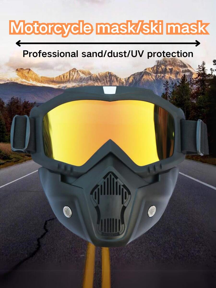 5-Tone Detachable Riding Goggles Mask With Ventilation, Windproof Face Shield For Motorbike Off-Road Ski Outdoor Activities - 彩色 - 查看 1