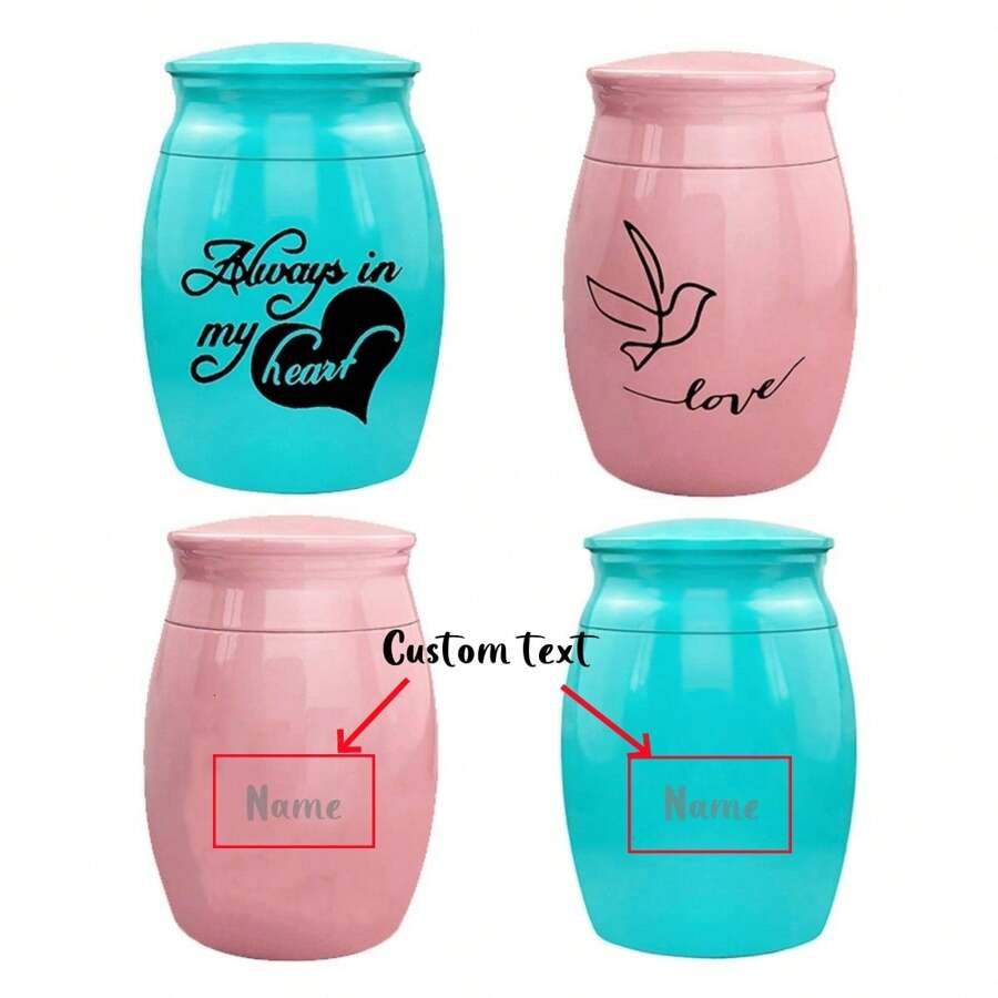 Bộ quà tặng tưởng niệm thú cưng tùy chỉnh, khắc tên, ngày tháng, trái tim hoặc bảng chữ cái chim, bình đựng tro cốt, kỷ vật hỏa táng - Nhiều màu - Xem 1