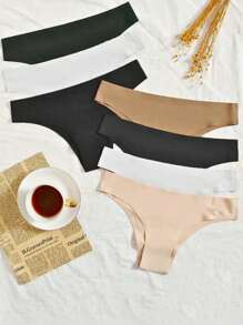 Set Of 4 Seamless Thong Panties - Assorted Colors For Everyday Use - Nhiều màu - Xem 5