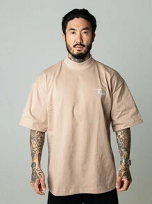 Signature Dark Beige Oversized Turtleneck T-Shirt - 米色 - 查看 1