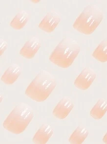 24片短方形极简渐变白色法式美甲全覆盖贴纸，瞬间提升您的美甲档次。本款美甲贴纸套装使用果冻胶，随机发货。
