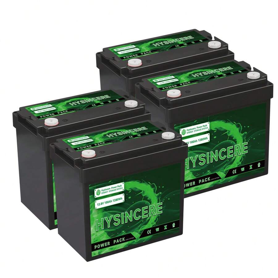 4 Pack 12V 100Ah LiFePO4 Lithium Trolling Motor Battery,Up To 15000
