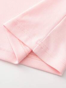 Slim Fit Langarm Top, Damen bequemes dehnbares Unterhemd für die Crew - Pink - Übersicht 7