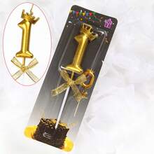 1 套皇冠和蝴蝶结数字蜡烛，适用于生日蛋糕、甜点桌装饰、房间装饰、礼物 - 金色 - 查看 10