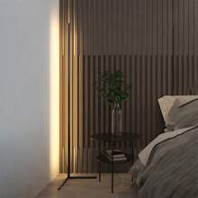 1pc RGBCW LED Corner Floor Lamp, Minimalist Dimmable Mood Lamp, 57 Inch Standing Tall Lamp, Remote Control For Living Room, Bedroom, Home Office, Party, Lighting And Home Decor, 3000K-6000K Warm White Light - 黑色燈架 - 查看 9