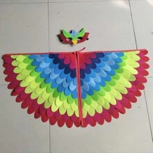 1pc Bird-Wings-Costume For Kids Dress Up, Felt Feathered Owl Parrot Chicken Animal Role Play Costume Halloween Party, Bird-Costume-Peacock-Wings For Kids With Bird, Gift For Girl Boys - Multicolor - View 16
