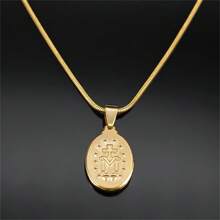 Catholic Virgin Mary Necklace Female Gold Religion God Stainless Steel Gold/Silver Oval Pendant Fine Jewelry Gifts