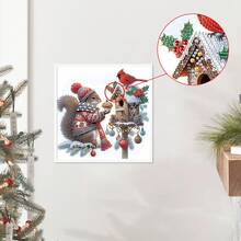 适合初学者的 5D 特殊形状钻石艺术套件、适合成人的圣诞钻石艺术绘画套件、水晶水钻钻石画（适合家庭墙壁圣诞装饰礼物）11.8*11.8 英寸、圣诞松鼠和小鸟 - 聖誕節 - 查看 4