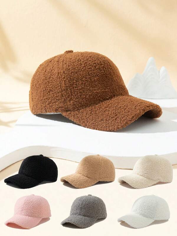 1 pieza Gorra de béisbol con tapa plana de forro polar tipo teddy estilo Y2K, adecuada para deportes al aire libre, protección solar, ir a trabajar