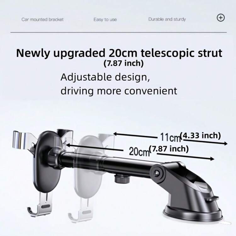 LCARS 2025 New Multifunctional Car Phone Holder, Dashboard/Windshield Mount With Anti-Shake Suction Cup, Suitable For Navigation - Silver - View 6